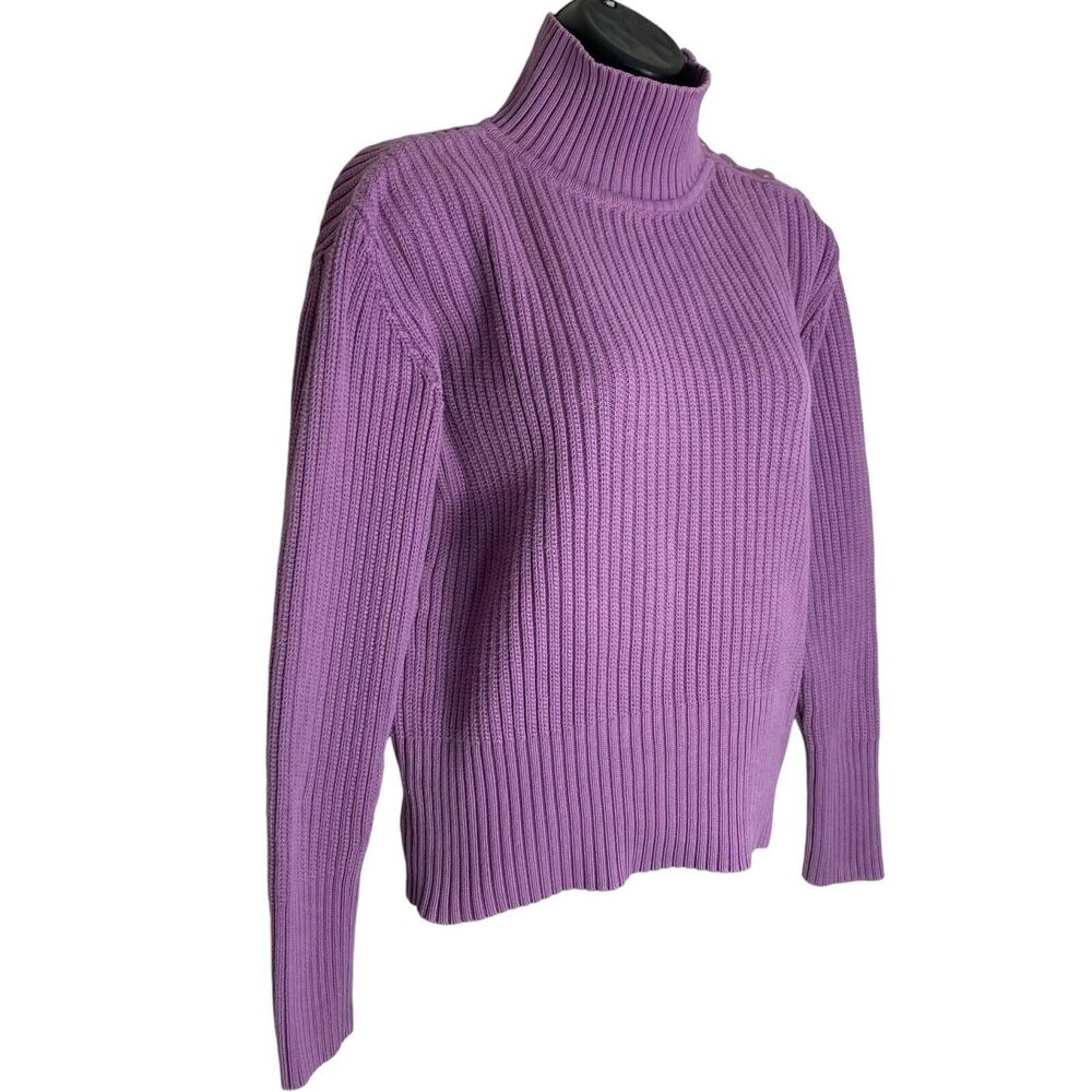 Vtg J Jill Sweater Womens S Purple Ribbed Knit Long Sleeve Pullover Mock Neck